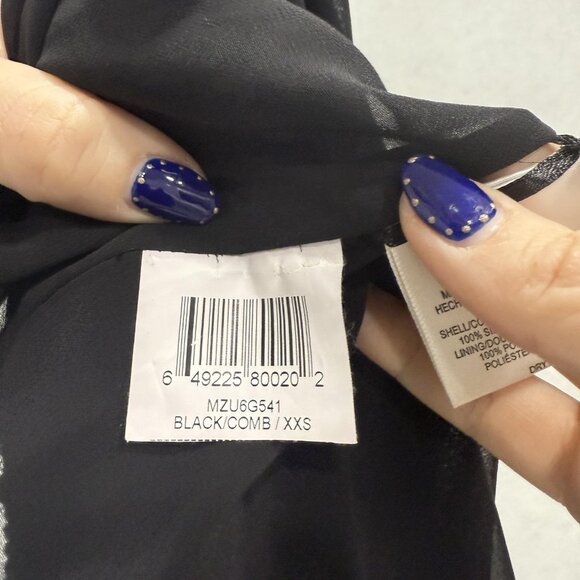 BCBGMAXAZRIA Dress Womens XXS Black Sequin Silk V Neck Cocktail Mini - Picture 8 of 9